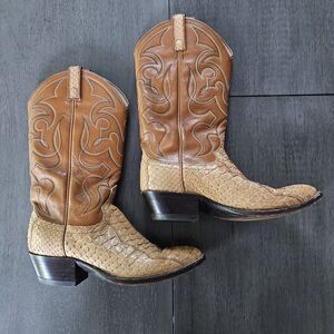 Dan Post Snake Skin Python Western Boots Cowboy Brown Men’s Size 8 D